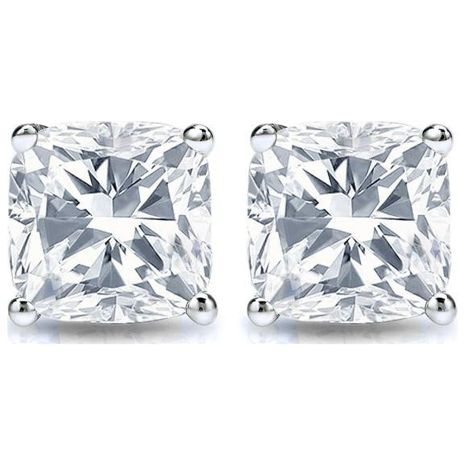 0.5 Carat Cushion Cut Diamond 4 Prong Solitaire Stud Earrings In 18K Rose Gold Plating Over Silver