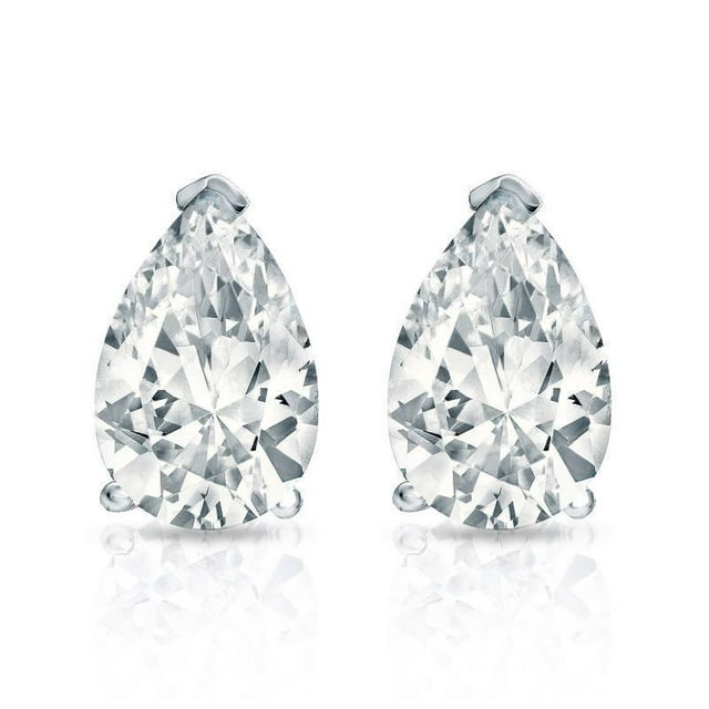 0.5 Carat Pear Cut Diamond Minimalist Solitaire Stud Earrings In 18K Rose Gold Plating Over Silver