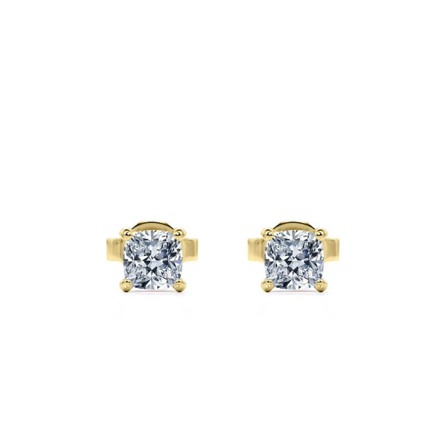 0.75 Carat Cushion Cut Diamond 4 Prong Solitaire Stud Earrings In 18K Rose Gold Plating Over Silver