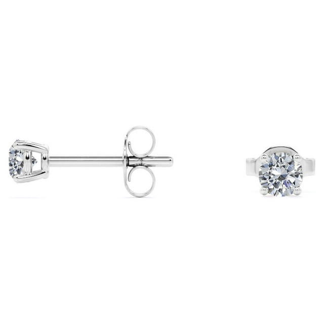 0.38 Carat Round Diamond - 4 Prong Solitaire Stud Earrings - 18K Rose Gold Plating Over Silver