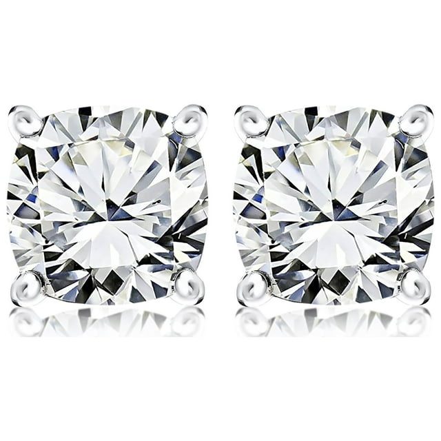 1 Carat Cushion Cut Moissanite Solitaire Stud Earrings In 18K Rose Gold Plating Over Silver