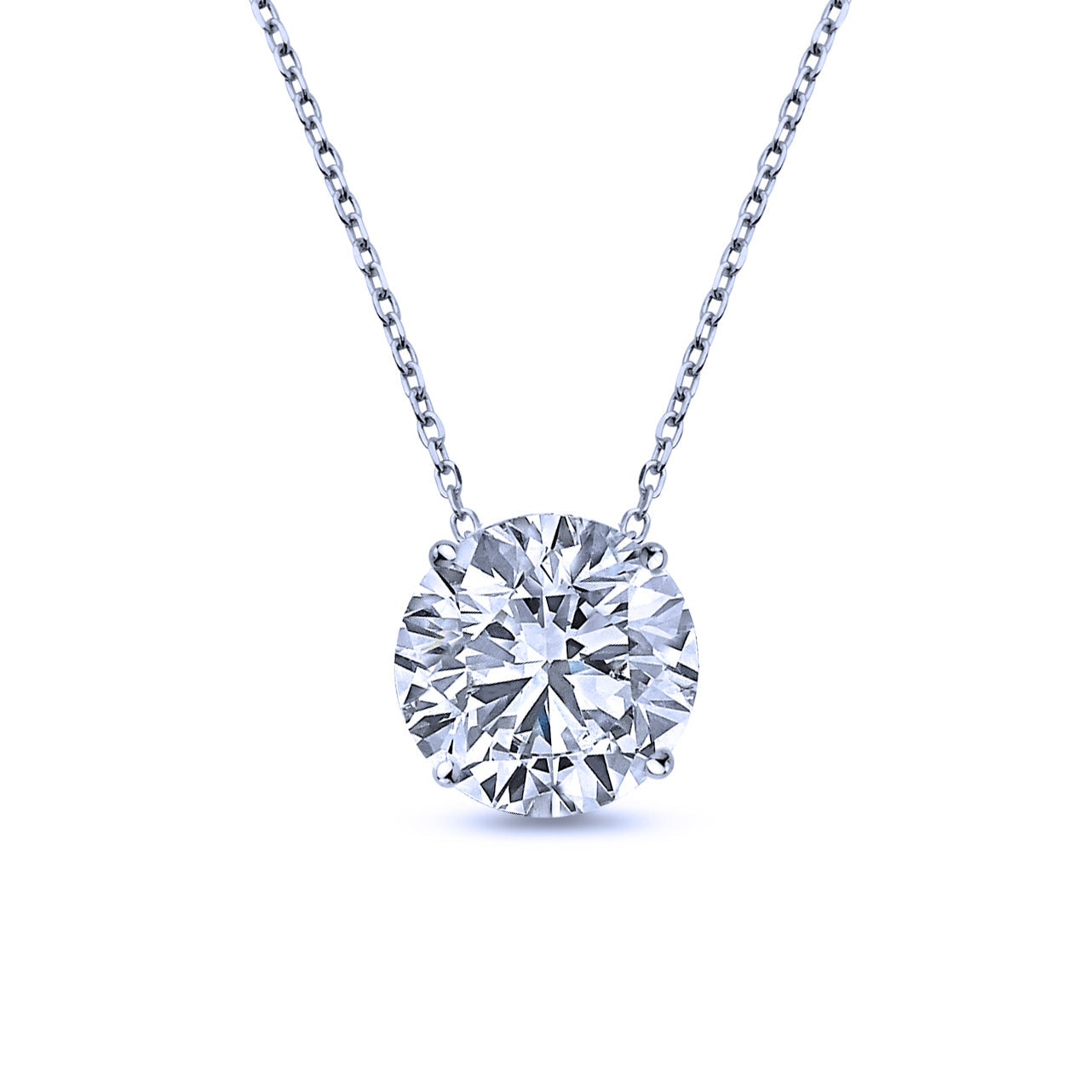 1 Carat Round Cut Real Moissanite Solitaire Pendant Necklace in 18k White Gold Over Silver