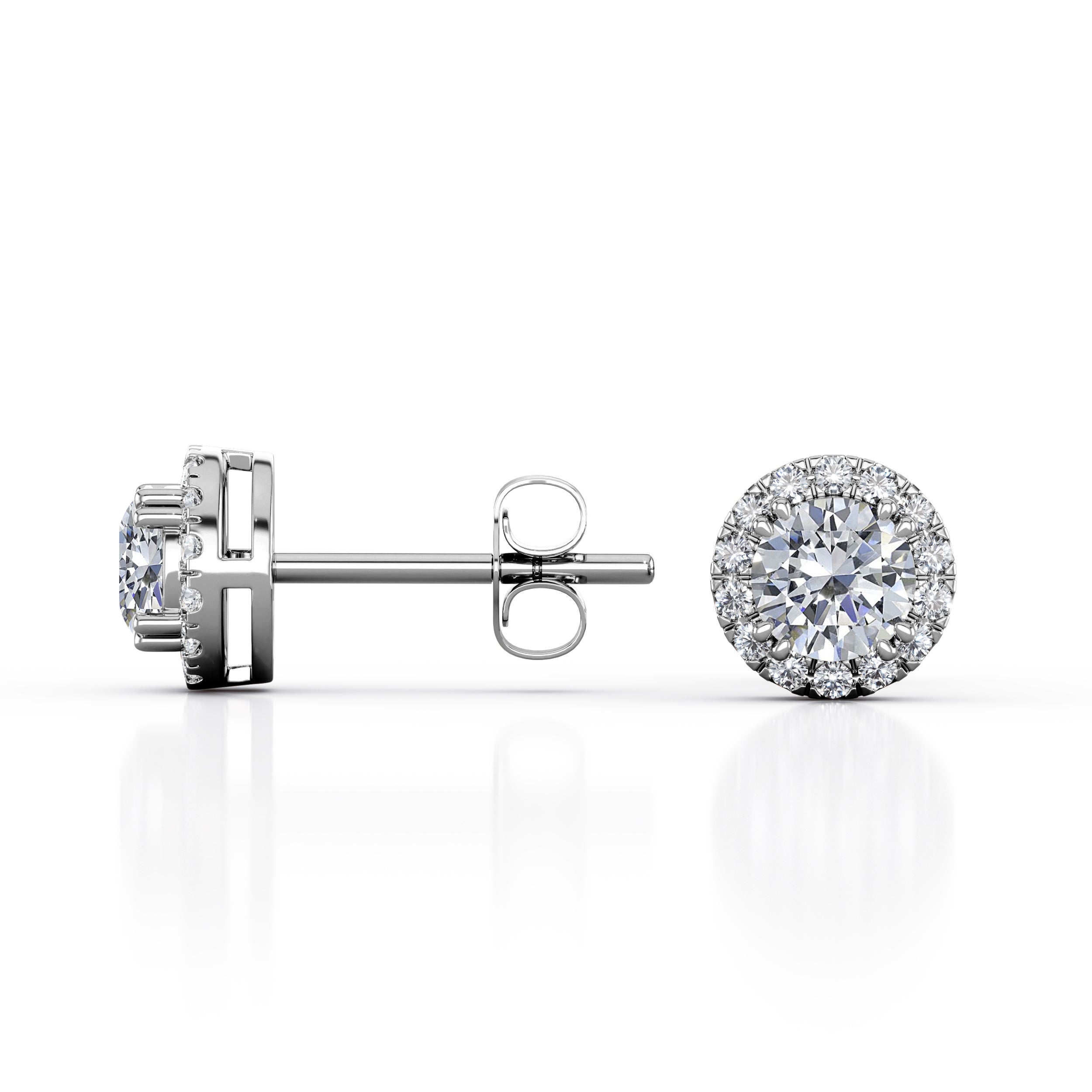 2.5 Carat Round Cut Cubic Zirconia Halo Stud Earrings in 18K White Gold over Brass