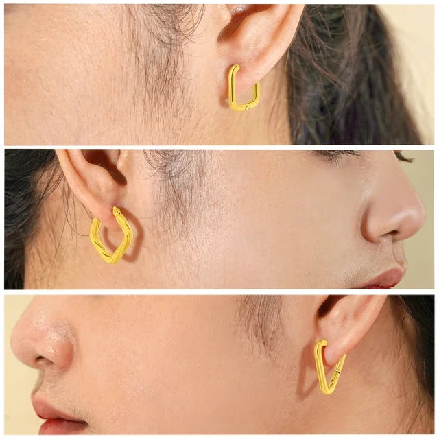 3 Pairs MultiPack Fashion Earrings Set in Yellow Gold Plating, Chunky, Twisted, Hoop Earrings, Paperclip, Drop Earrings, Jewelry Gift for Women