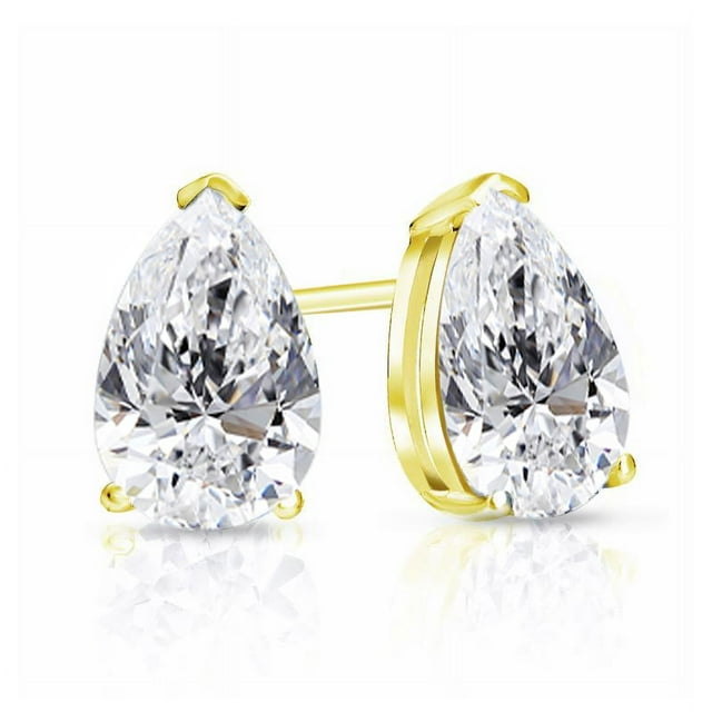 0.5 Carat Pear Cut Diamond Minimalist Solitaire Stud Earrings In 18K Rose Gold Plating Over Silver