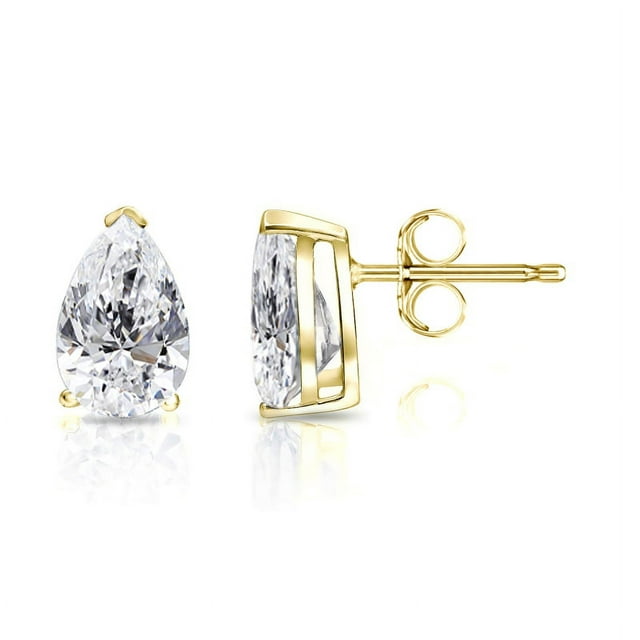 0.5 Carat Pear Cut Diamond Minimalist Solitaire Stud Earrings In 18K Rose Gold Plating Over Silver