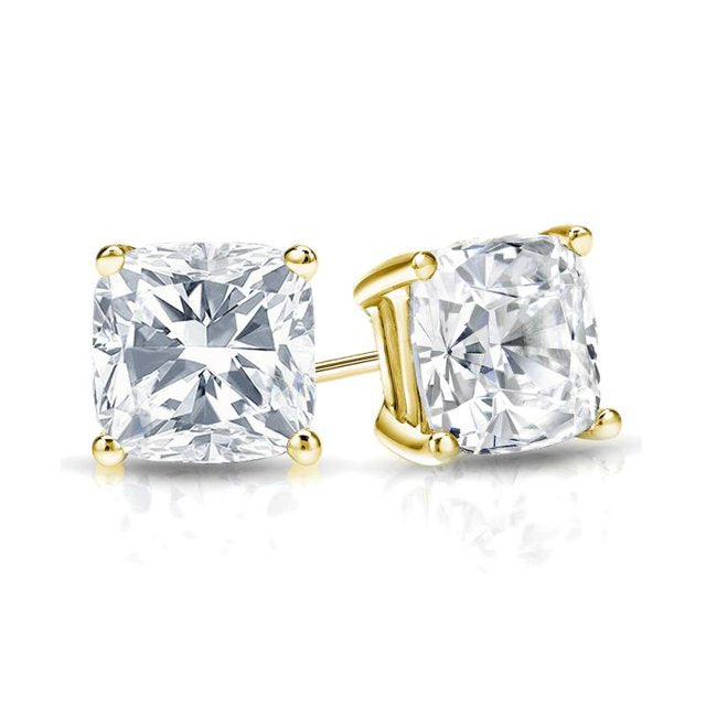 0.5 Carat Cushion Cut Diamond 4 Prong Solitaire Stud Earrings In 18K Rose Gold Plating Over Silver