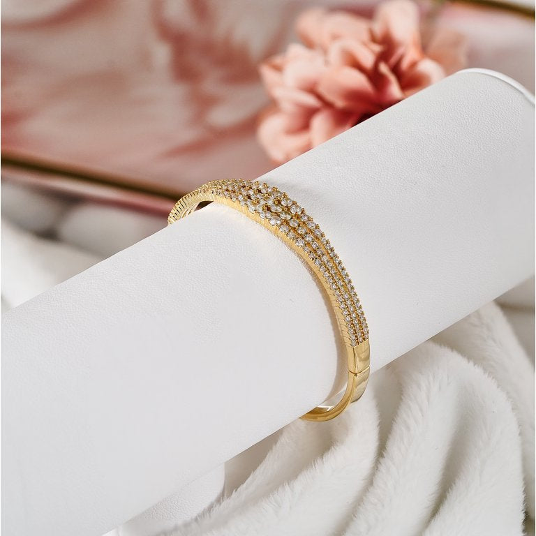 Triple Stranded Bangle Bracelet - Yellow Gold Plated Bracelet for Women - Affordable Jewelry