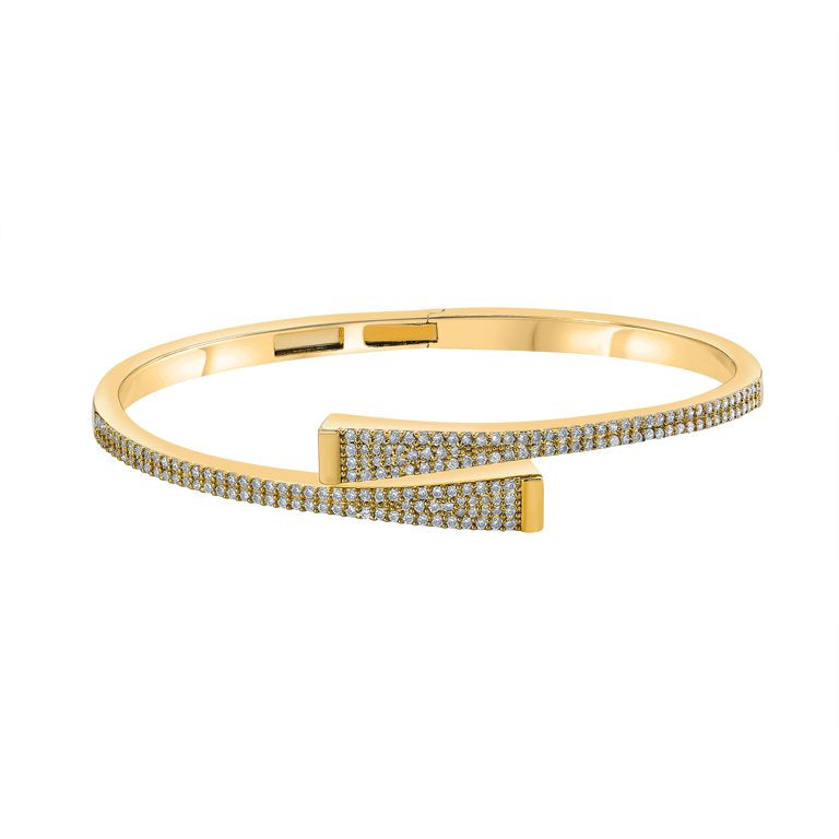 Stylish Open Cuff Bracelet in Yellow Gold Plating for Women - Statement Jewelry - Fashion Accessories