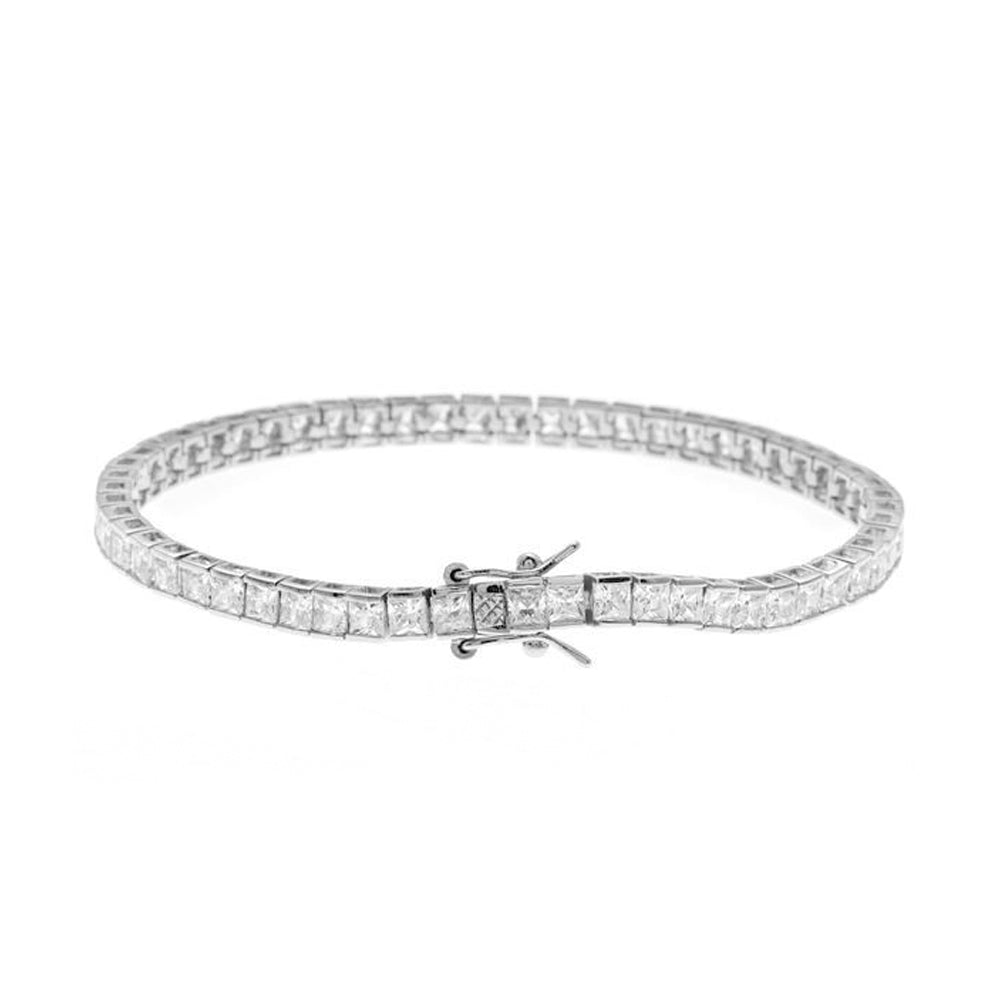 11 Carat Princess Cut Cubic Zirconia Tennis Bracelet in 18K White Gold over Brass - Eternity Bracelet