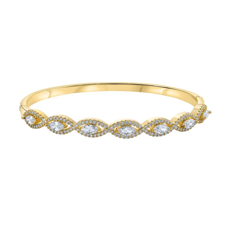 Pave Twisted Infinity Bangle Bracelet - Yellow Gold Plated Stackable Bracelet - Affordable Accessories for Women