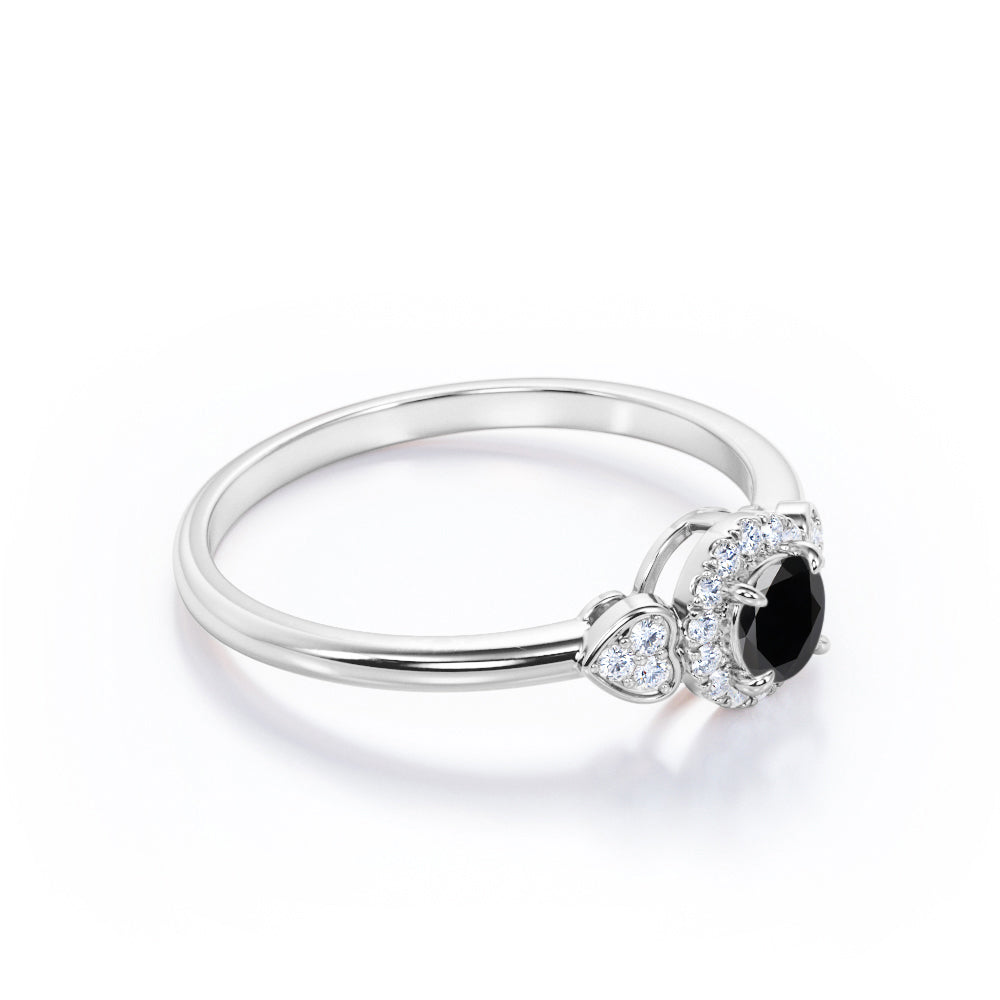 1.2 Carat Round Cut Lab Grown Black Diamond Halo Engagement Ring In White Gold