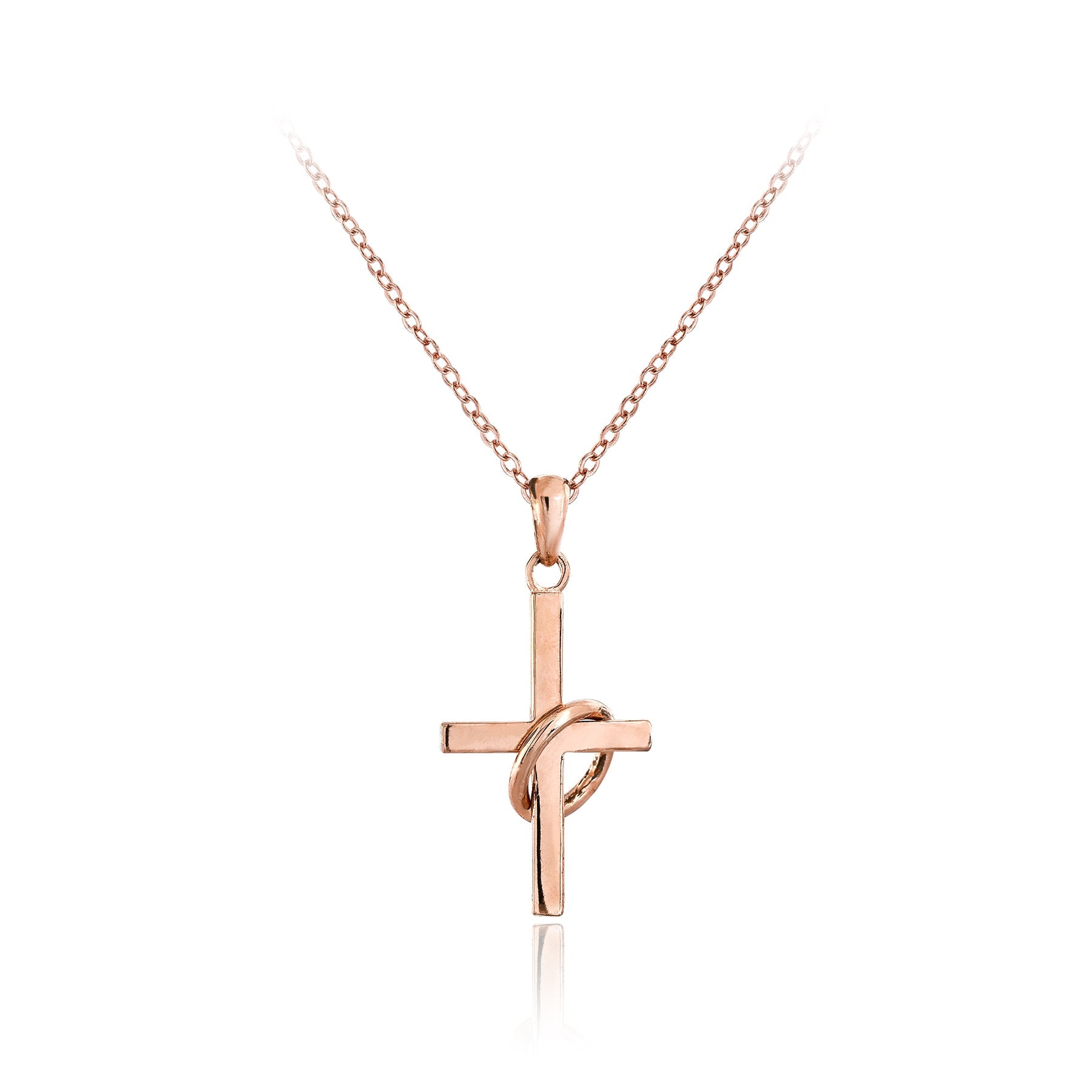 Shiny Silver Cross Necklace with Ring for Women in Silver