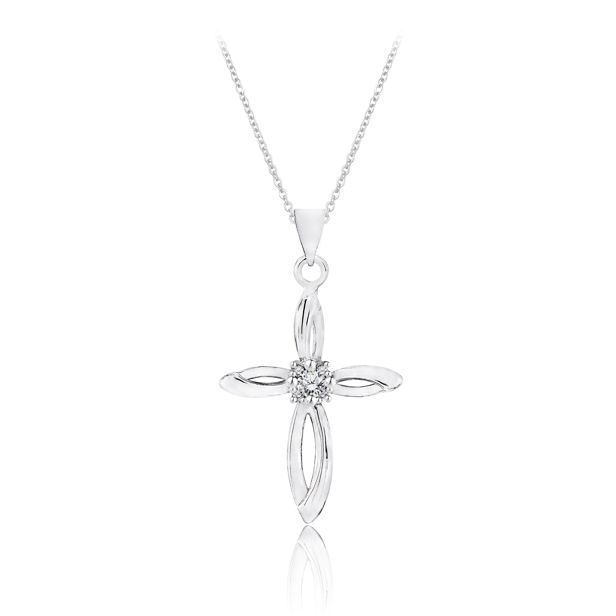 Unique Silver Looped Cross Necklace Pendant for Women in Silver