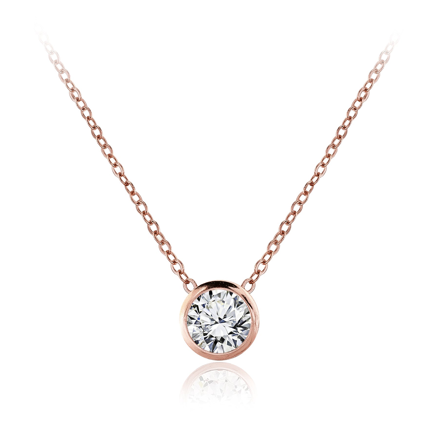 1 Carat Classic Bezel Pendant Necklace in Silver - Everyday Jewelry - Anniversary Gift for her