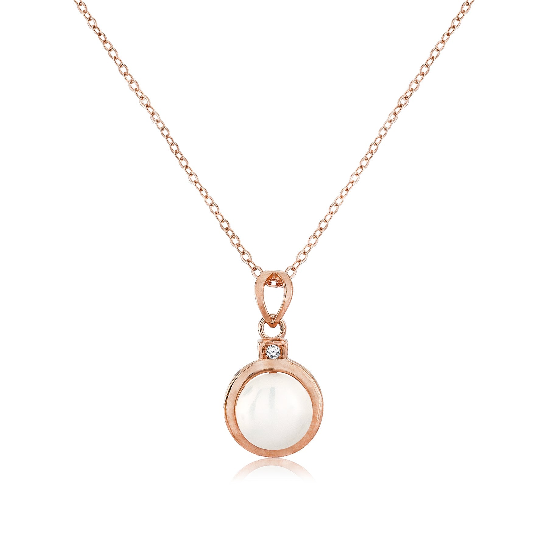 Minimalistic Large Pearl Pendant Necklace Halo Gift for Her in Silver