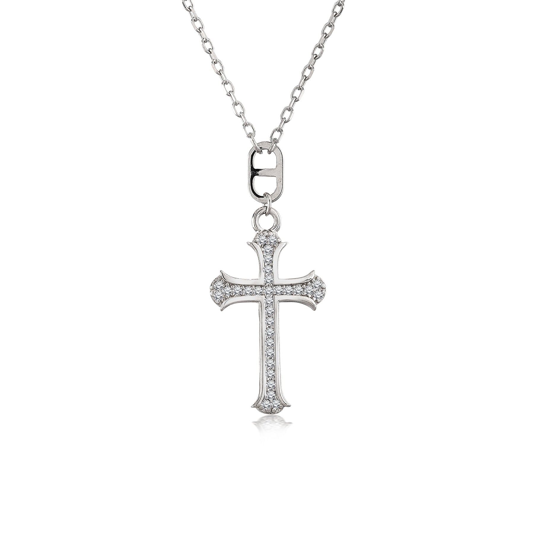 Stylish Ornate Cross Pendant Faith Jewelry Necklace  in Silver