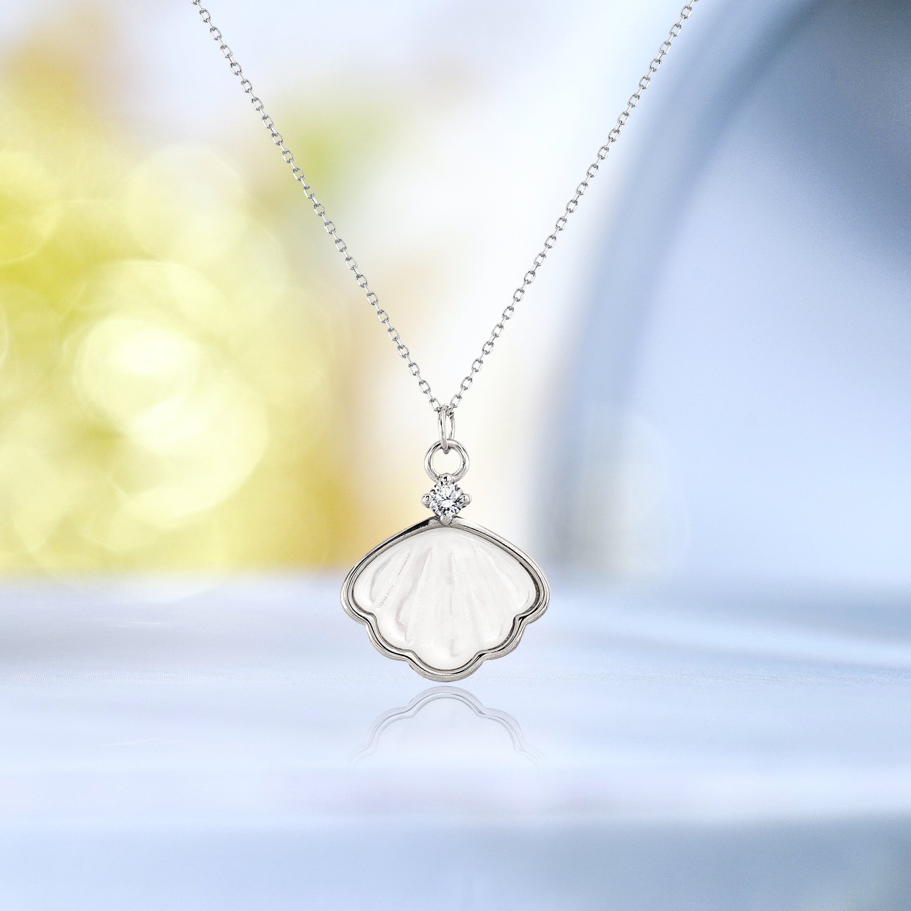 Shell Shaped Pendant Necklace in Silver - Women's Beach Jewelry - Dainty Collection