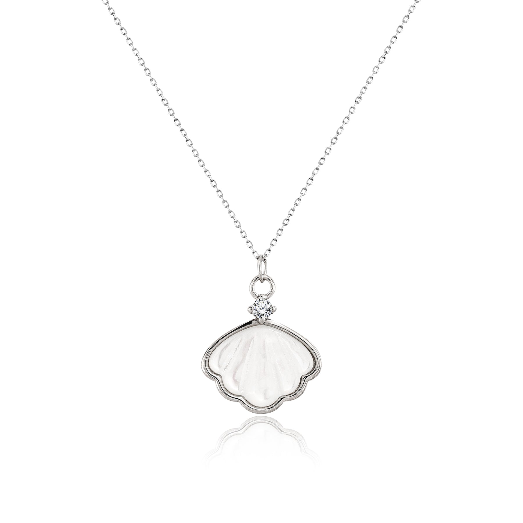 Shell Shaped Pendant Necklace in Silver - Women's Beach Jewelry - Dainty Collection