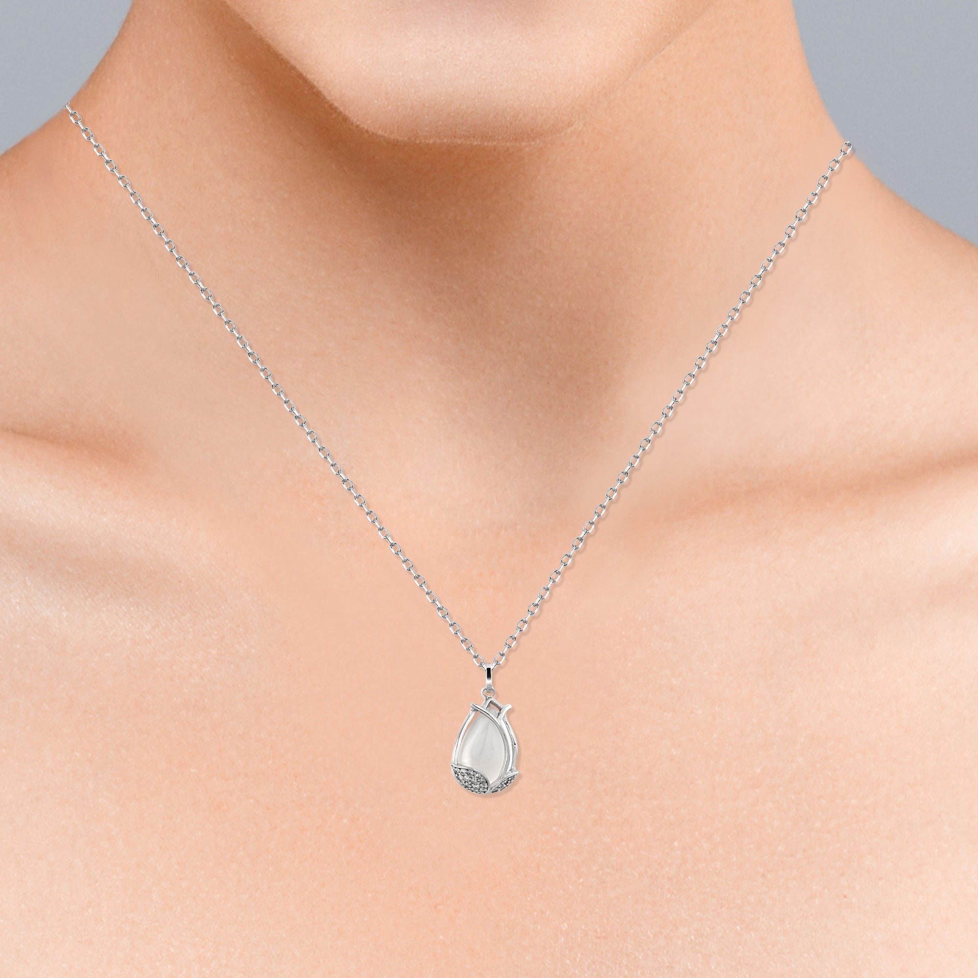 Adorable Tulip Pendant Necklace in Silver - Women's Everyday Jewelry