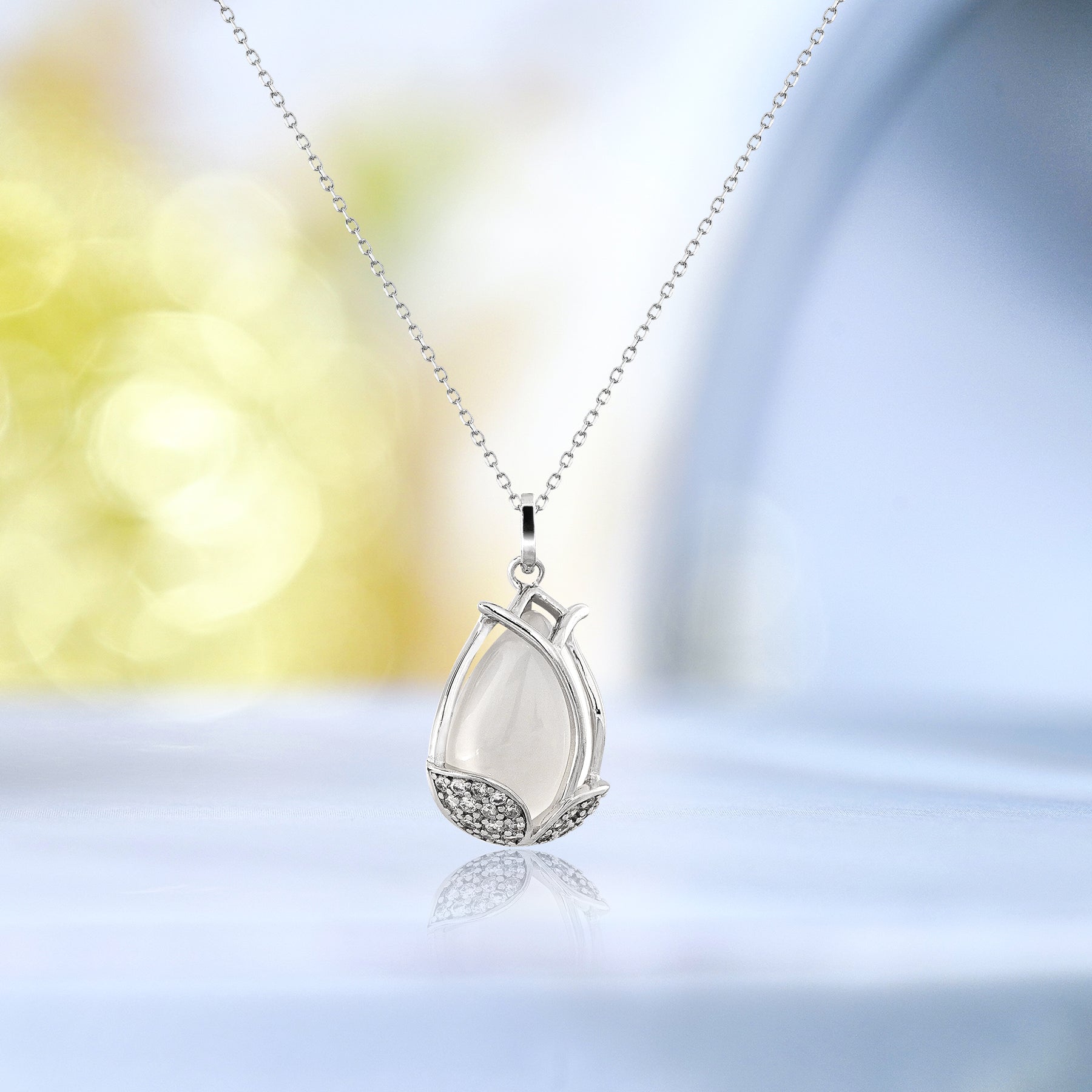 Adorable Tulip Pendant Necklace in Silver - Women's Everyday Jewelry