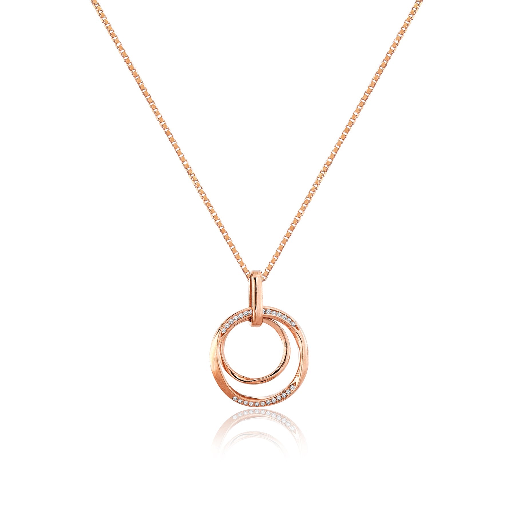 Minimalistic Double Circle Pendant Necklace in Silver for Everyday Wear - Gift for Women