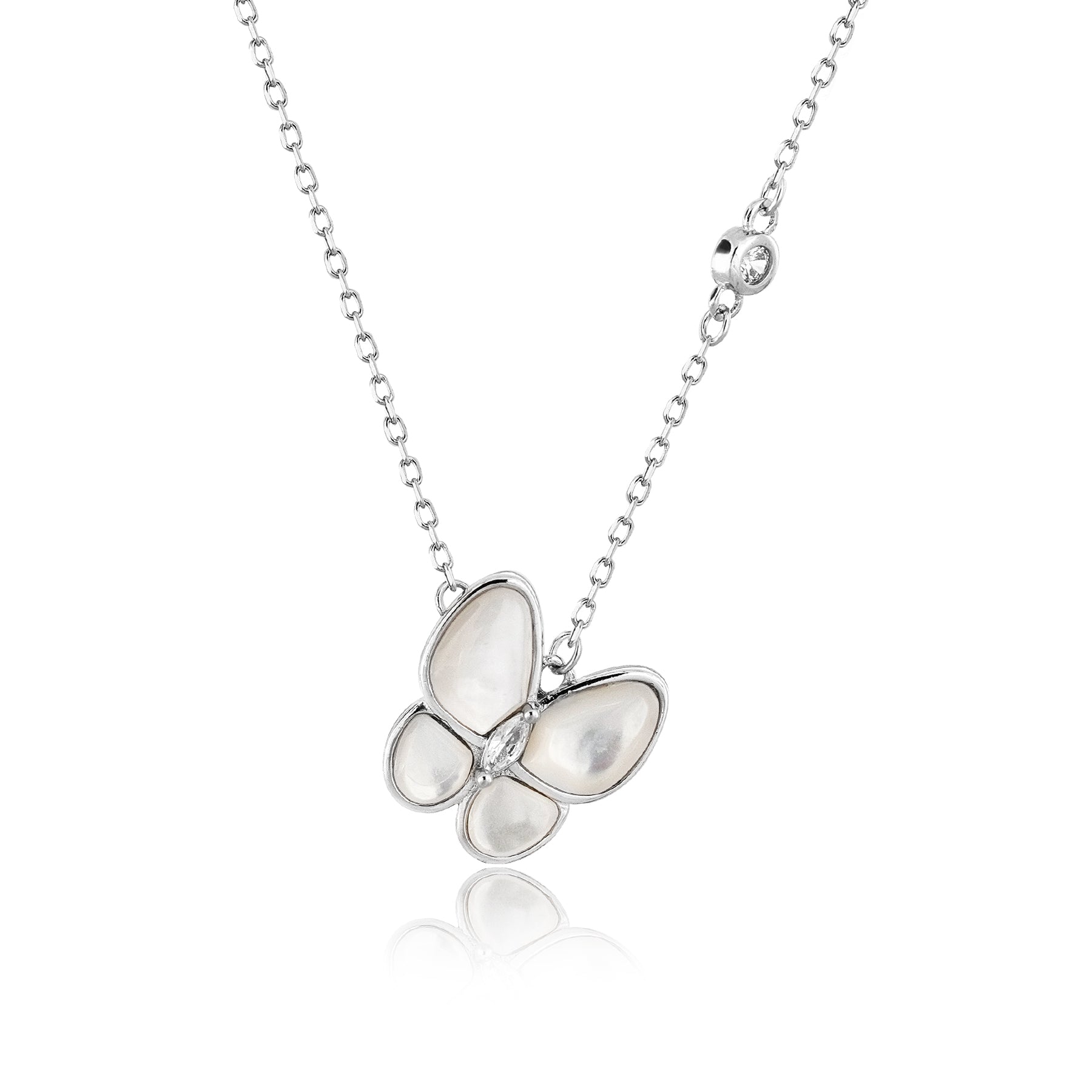 Petite Flying Butterfly Pendant Necklace in Silver - Unique Fashion Necklace - Birthday Gift