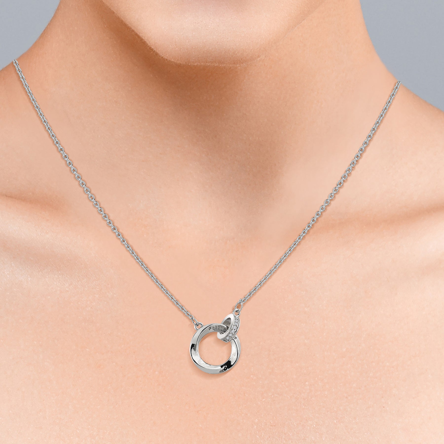 Interlocking Fall In Love Engraved Pendant Necklace - Meaningful Jewelry for Her