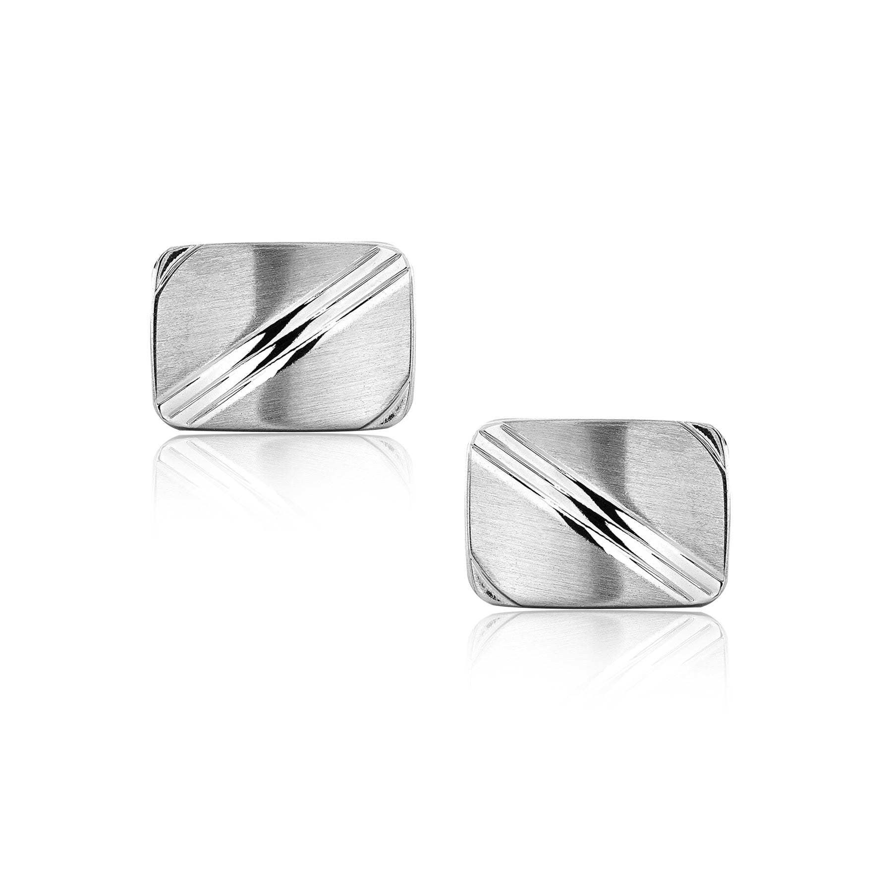 Rectangle Diagonal Lines Pattern Cufflinks and Tie Pin Clip Set- Men's Accessories - Formal Occasions