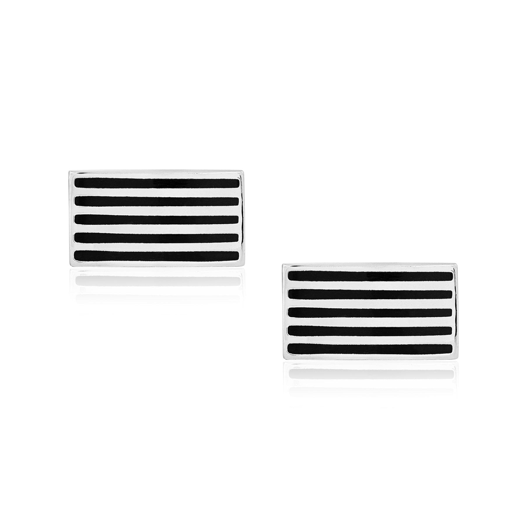 Black and White Stripes Cufflinks and Tie Pin Clip Set- Classic Men's Accessories