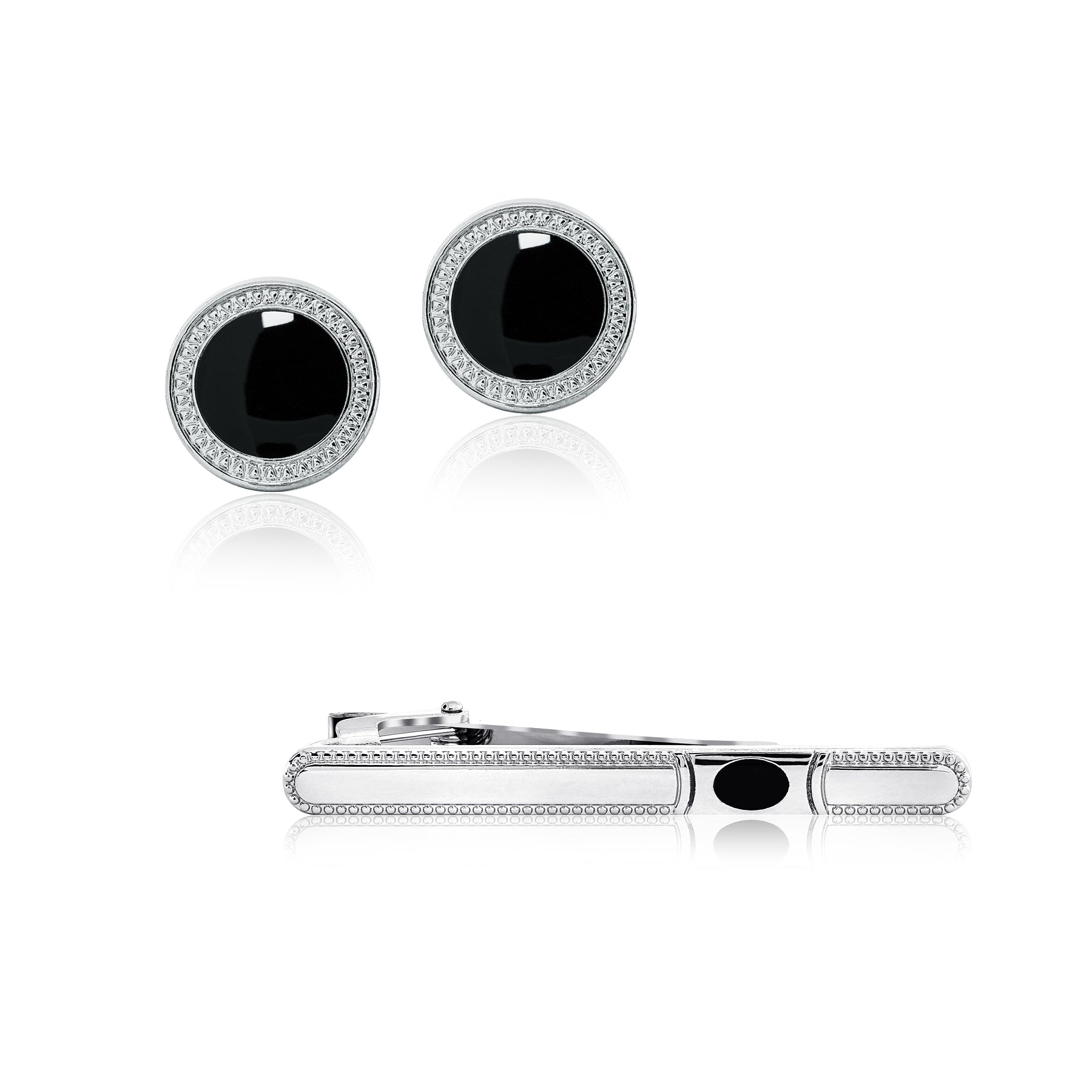 Unique Pattern Enamel Cufflinks and Tie Pin Clip Set- Men's Suit Accessories