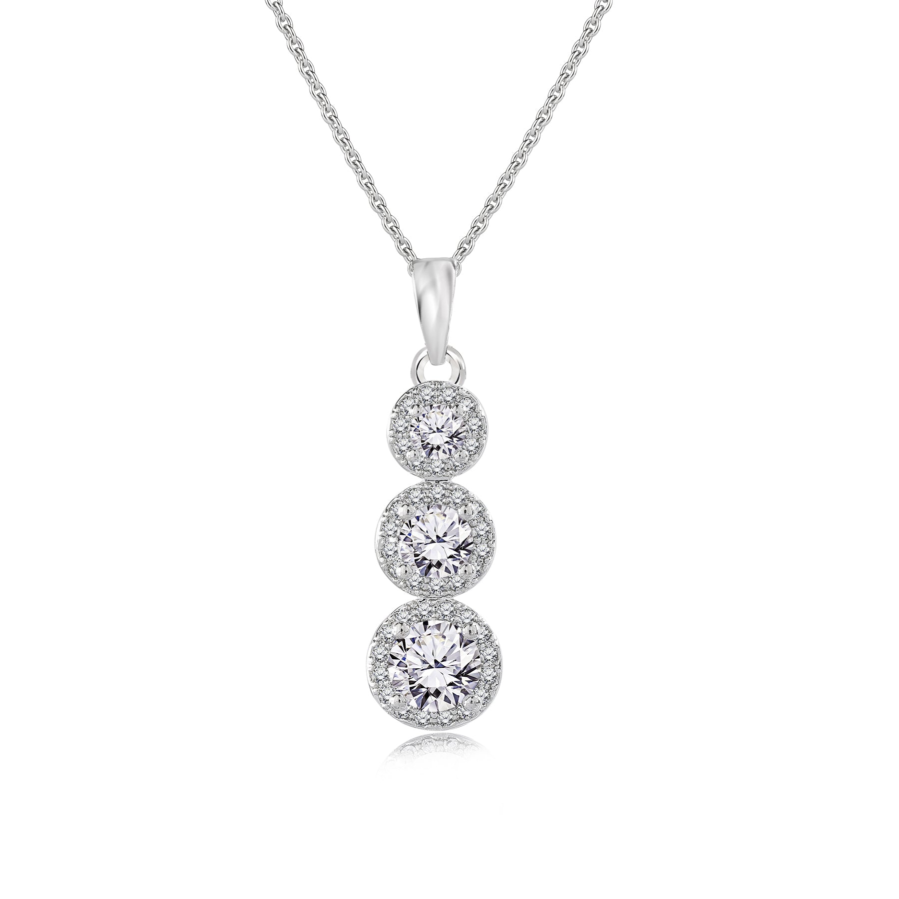 1.15 Carat Round Shaped Three Stones Drop Pendant Necklace -  Women's Everyday Jewelry