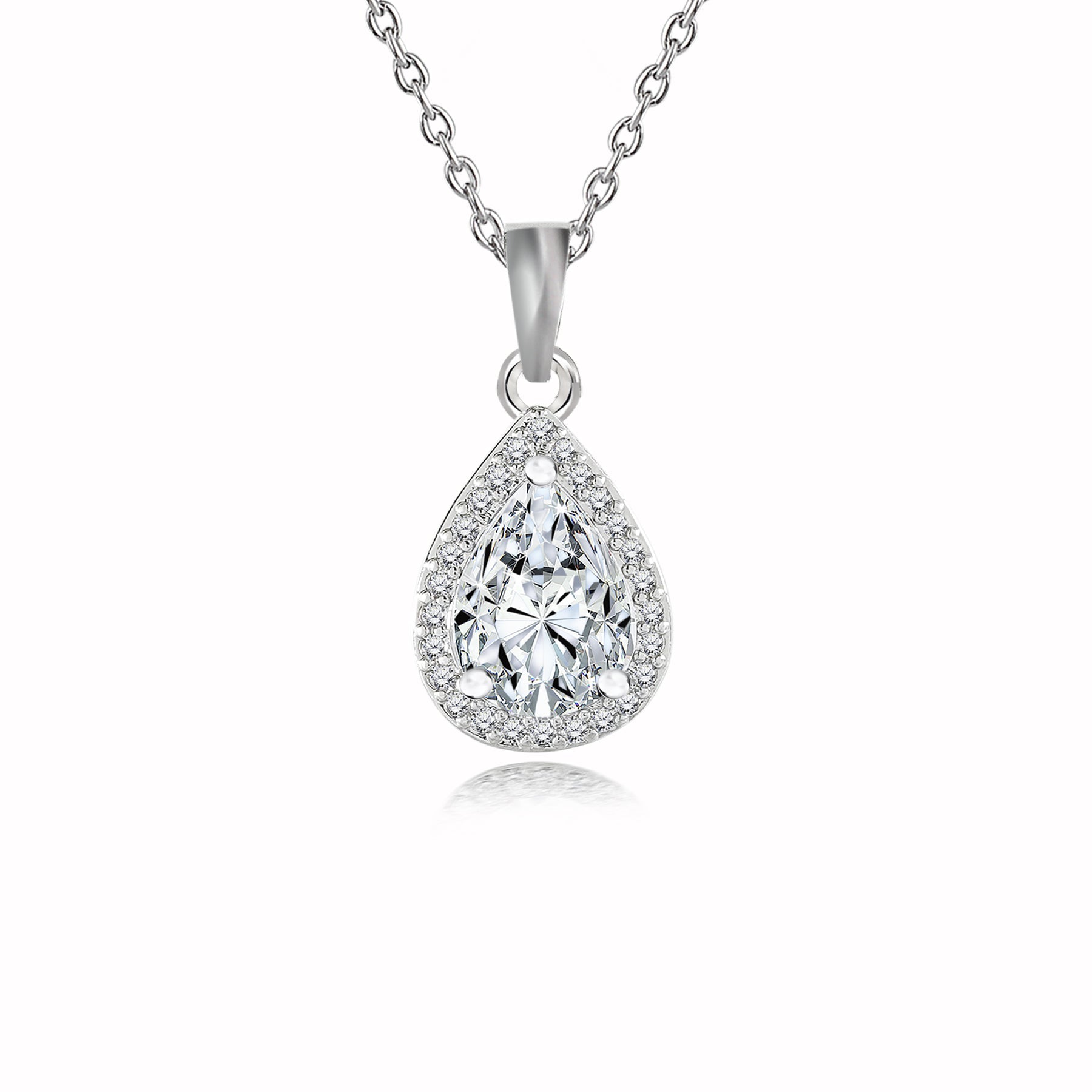 1.75 Carat Pear Cut Halo Pendant Necklace - Everyday Elegance Jewelry