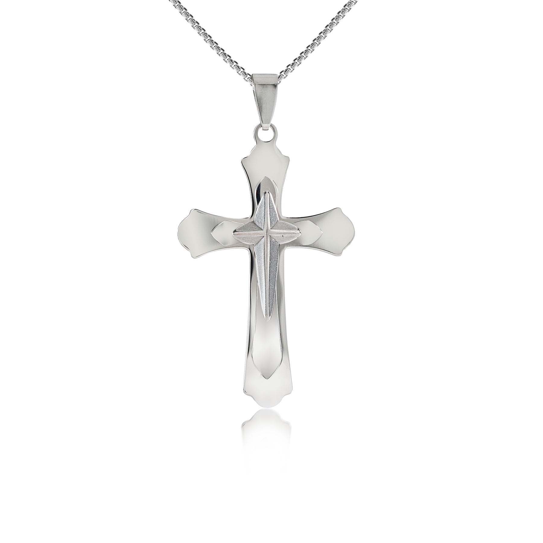 Unique Stacking Triple Layered Cross Pendant Necklace - Fashion Cross Pendant