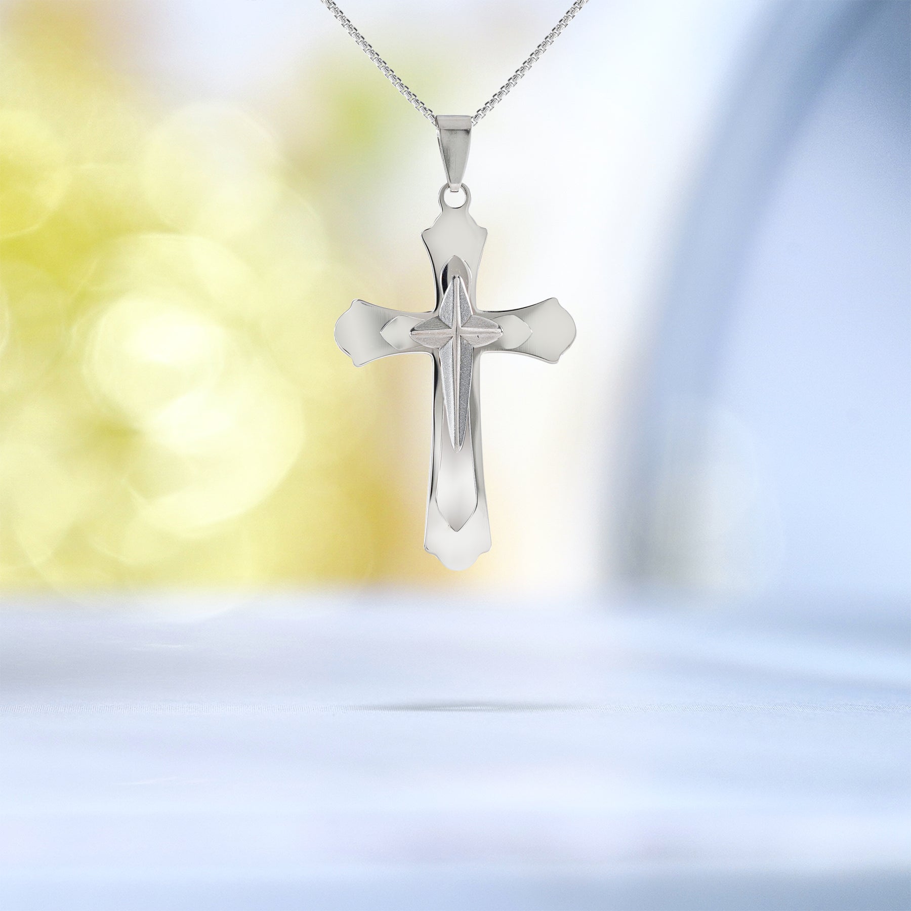 Unique Stacking Triple Layered Cross Pendant Necklace - Fashion Cross Pendant