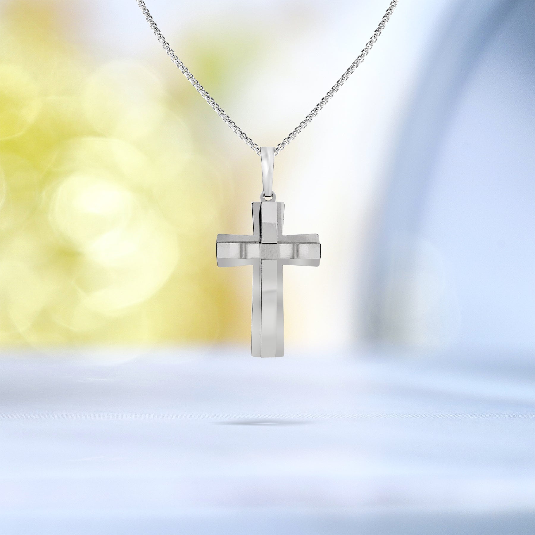 Minimalist Cross Necklace Pendant - Modern Cross Necklace - Unisex Jewelry