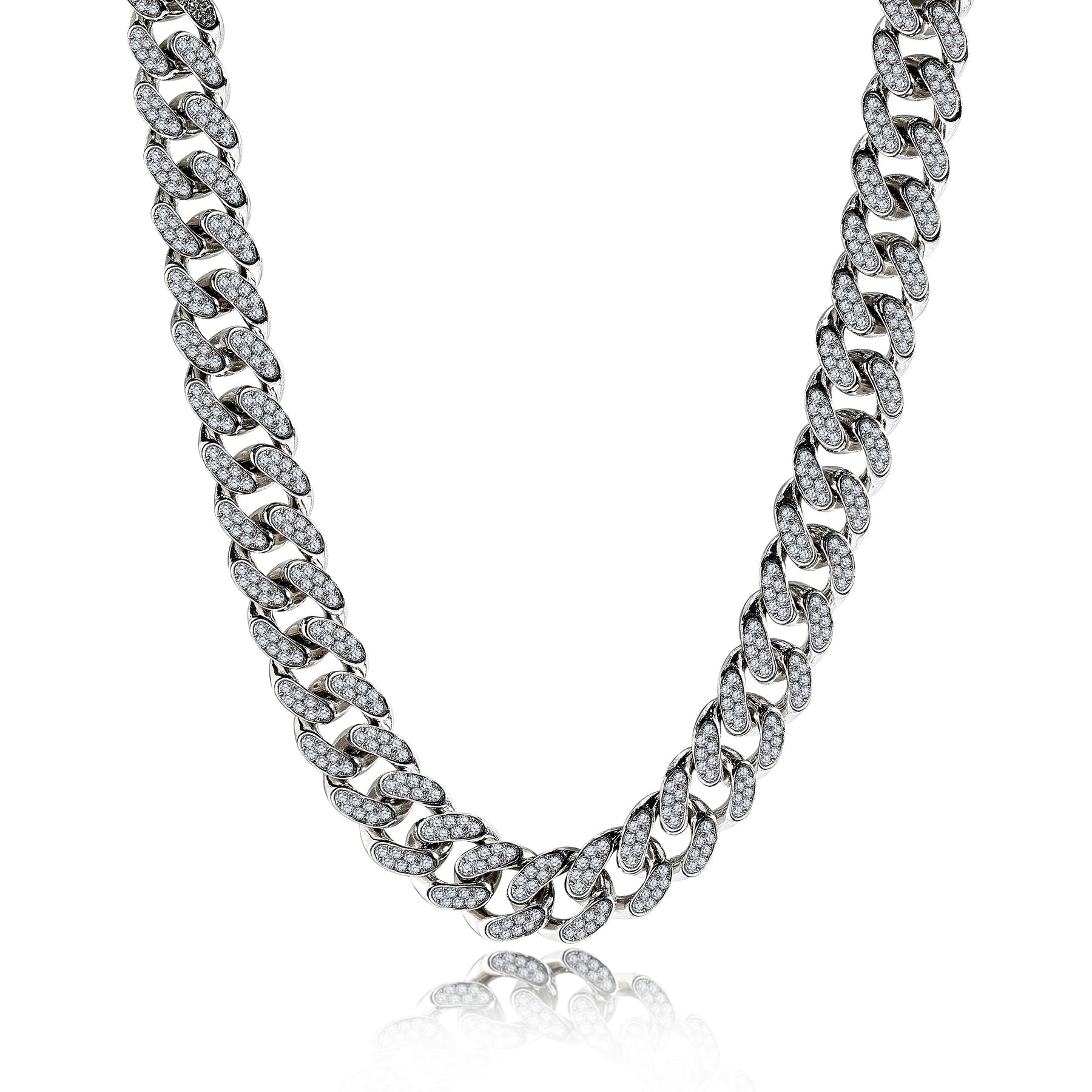 13 mm Heavy Iced out Prong Curb Chain Necklace - Chunky Jewelry - Men's Jewelry