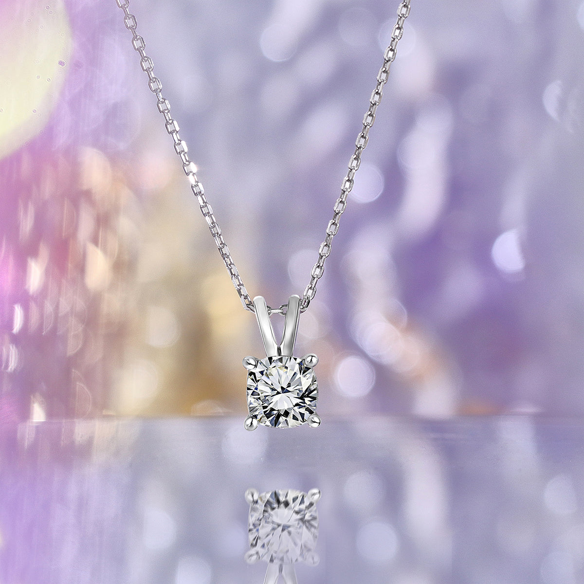 Lovely 0.25 Carat Cushion Cut Diamond Pendant Necklace In 18K White Gold Plating Over Silver