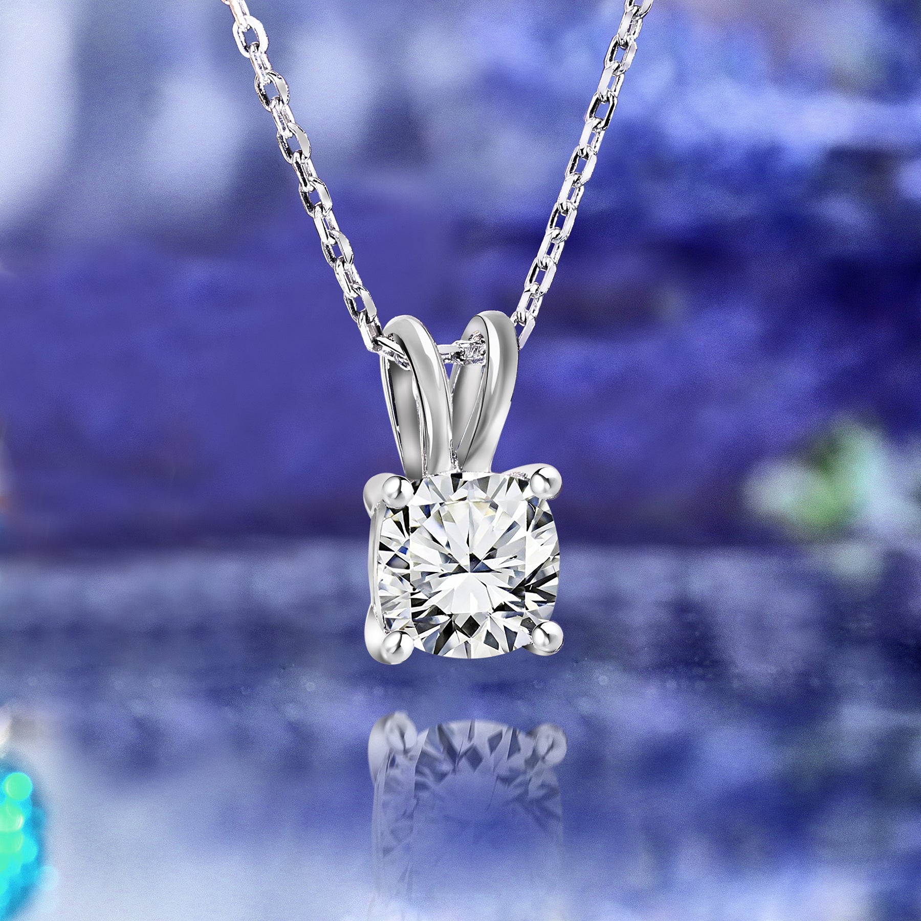 Lovely 0.25 Carat Cushion Cut Diamond Pendant Necklace In 18K White Gold Plating Over Silver