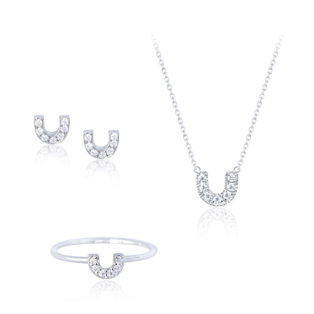 U-Shaped Pave Jewelry Gift Set of 0.20 TCW Diamond with Ring, Earrings & Pendant