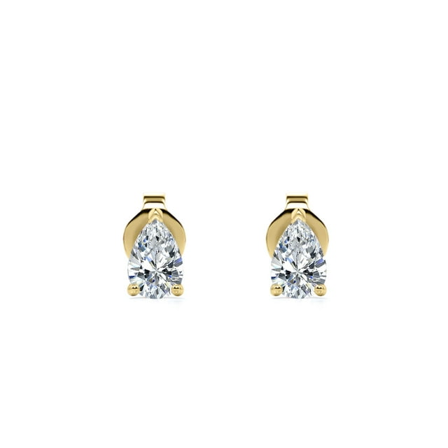 Minimalist - 0.38 Carat Teardrop Diamond - Solitaire Stud Earrings - 18K Rose Gold Plating Over Silver