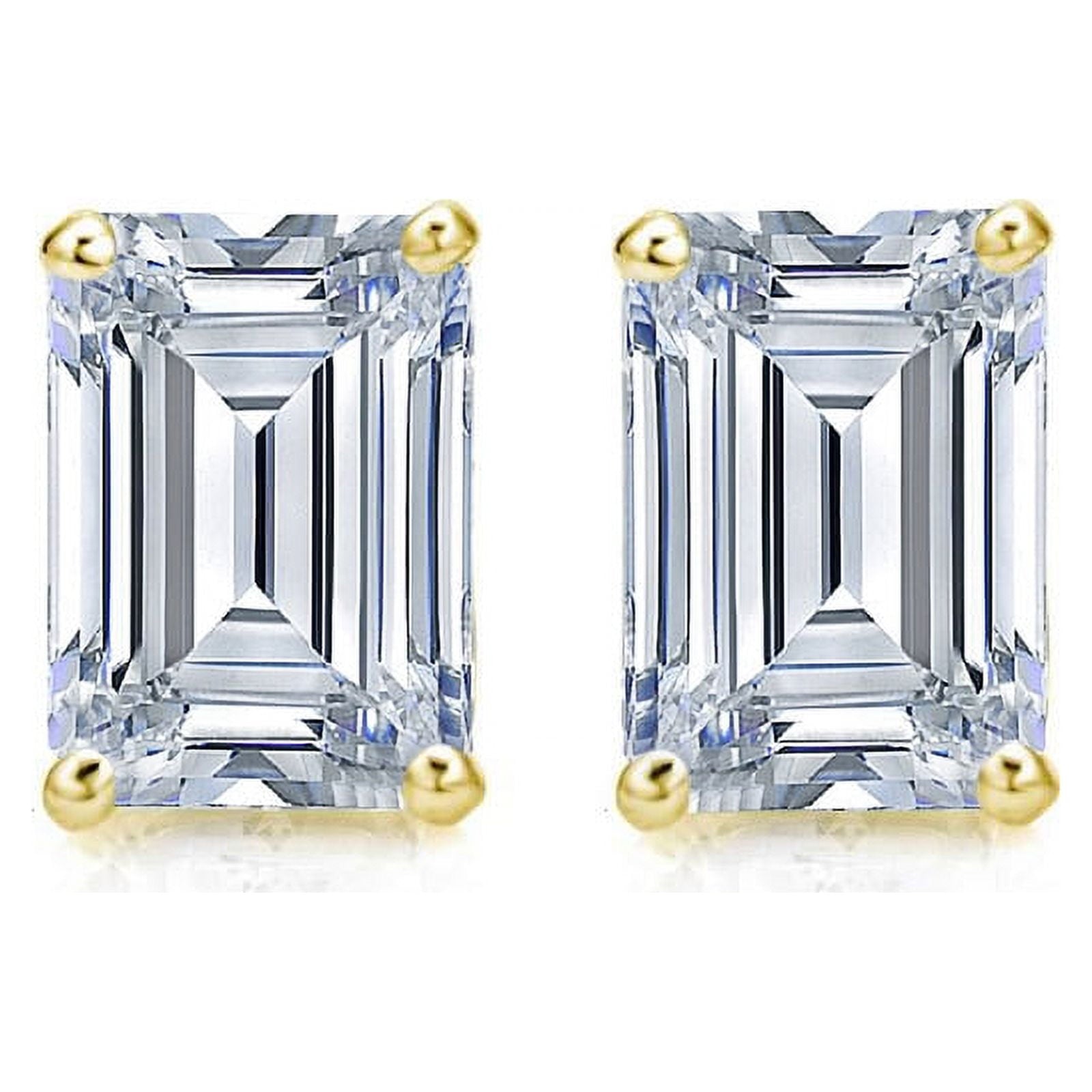 Minimalist 0.5 Carat Emerald Cut Diamond Solitaire Stud Earrings In 18K Rose Gold Plating Over Silver