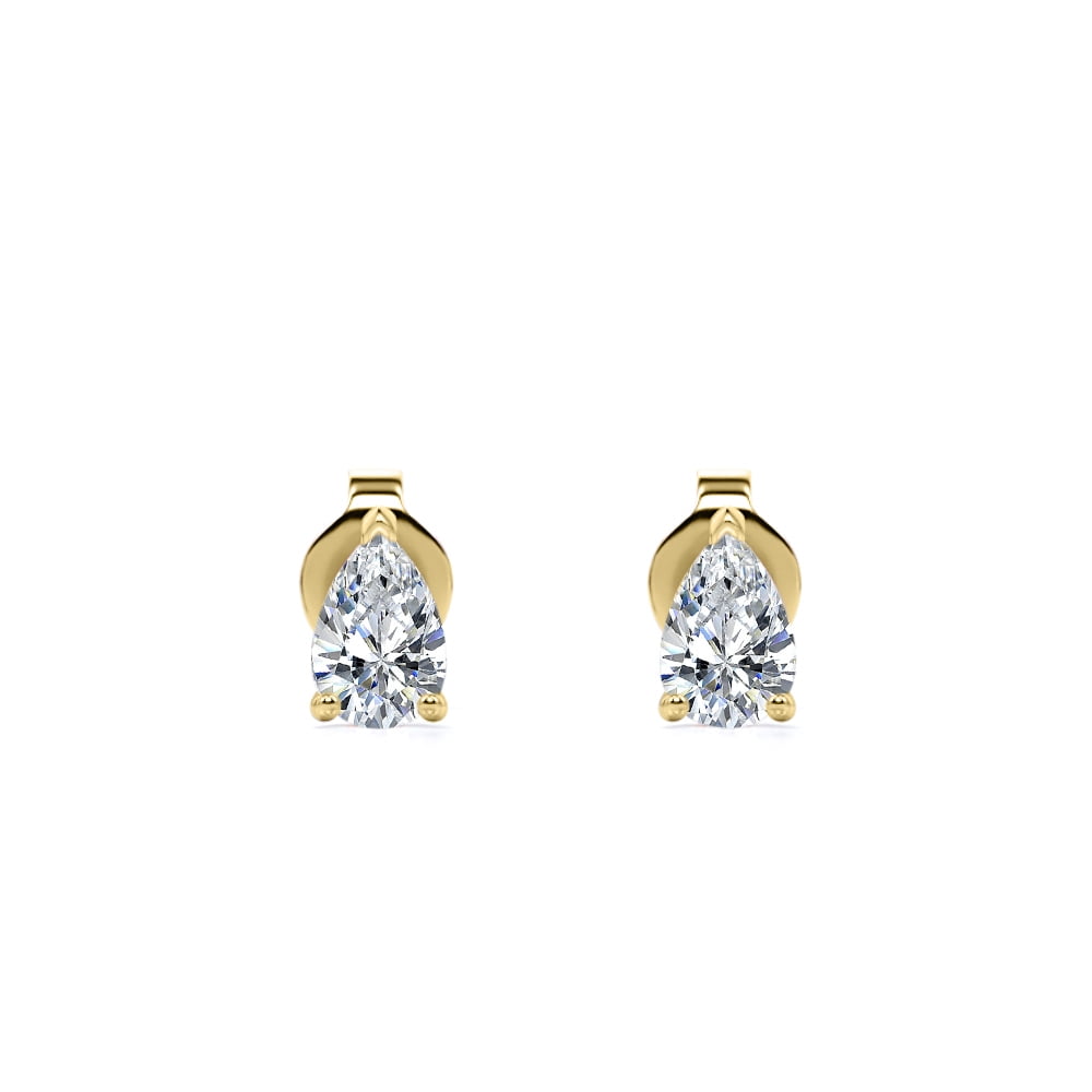 Minimalist - 0.58 Carat Teardrop Diamond - Solitaire Stud Earrings - 18K Rose Gold Plating Over Silver