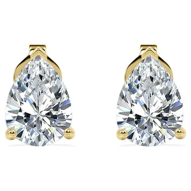 Minimalist 1 Carat Pear Cut Moissanite Solitaire Stud Earrings In 18K Rose Gold Plating Over Silver