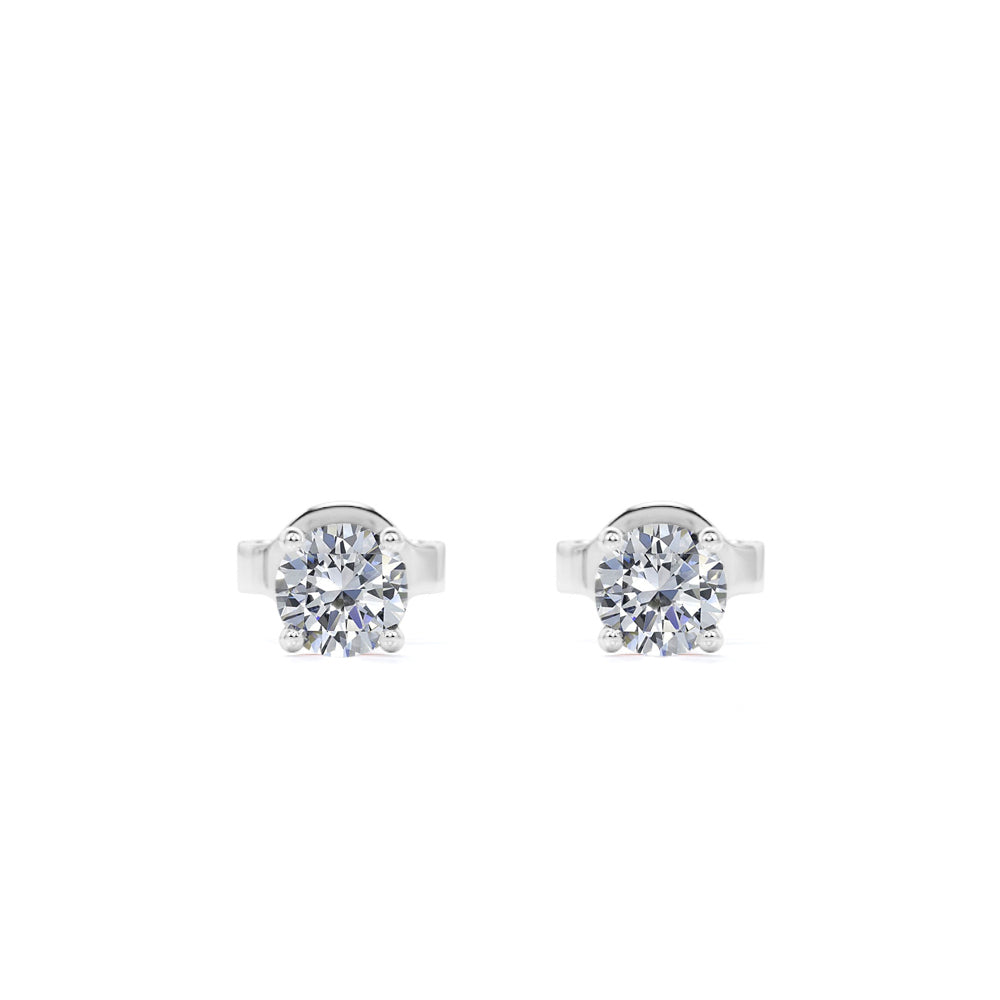 4 Prong 0.75 Carat Round Shaped Diamond Solitaire Stud Earrings In 18K Rose Gold Plating Over Silver