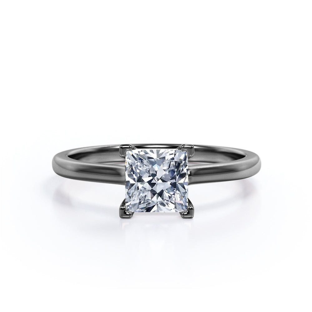 Sparkling Solitaire - 1 Carat Cubic Zirconia Princess Cut - Prong Promise Ring - 18K White Gold Plating over Silver