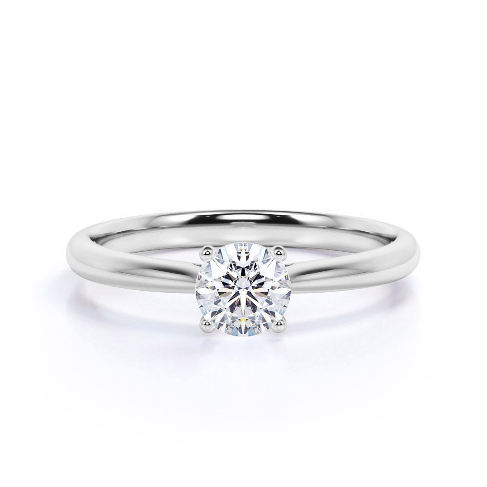 1.5 Carat Round cut Moissanite Solitaire Engagement Ring in 10k White Gold