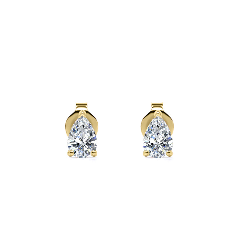 0.75 Carat Pear Cut Diamond Minimalist Solitaire Stud Earrings In 18K Rose Gold Plating Over Silver