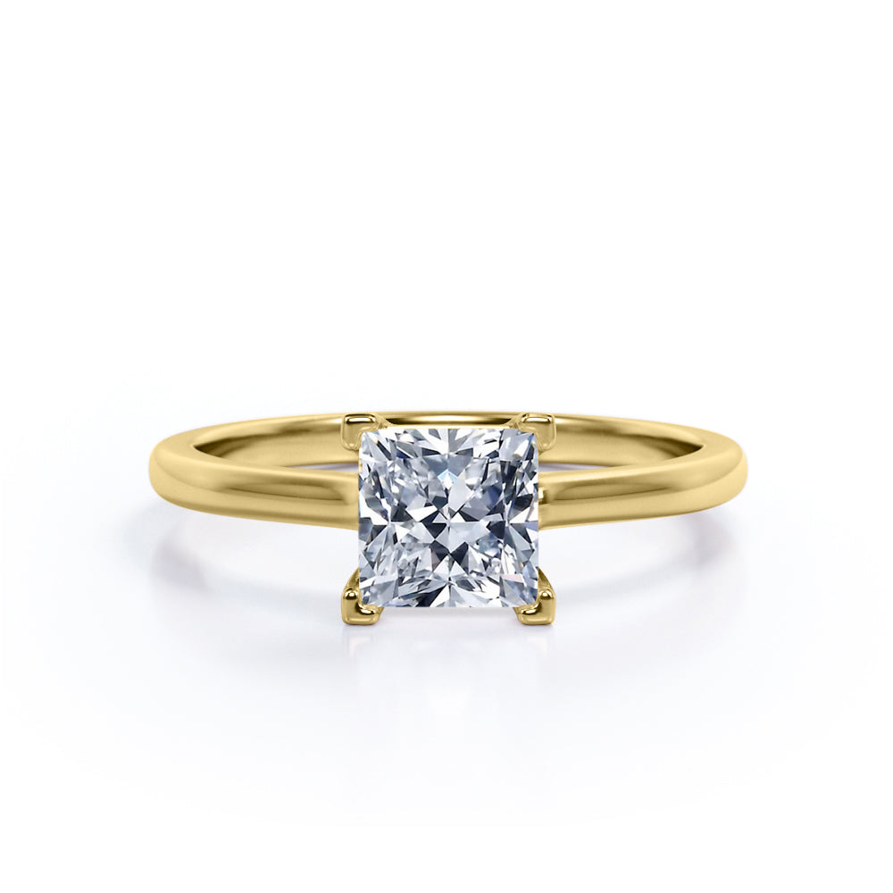 Sparkling Solitaire - 1 Carat Cubic Zirconia Princess Cut - Prong Promise Ring - 18K White Gold Plating over Silver