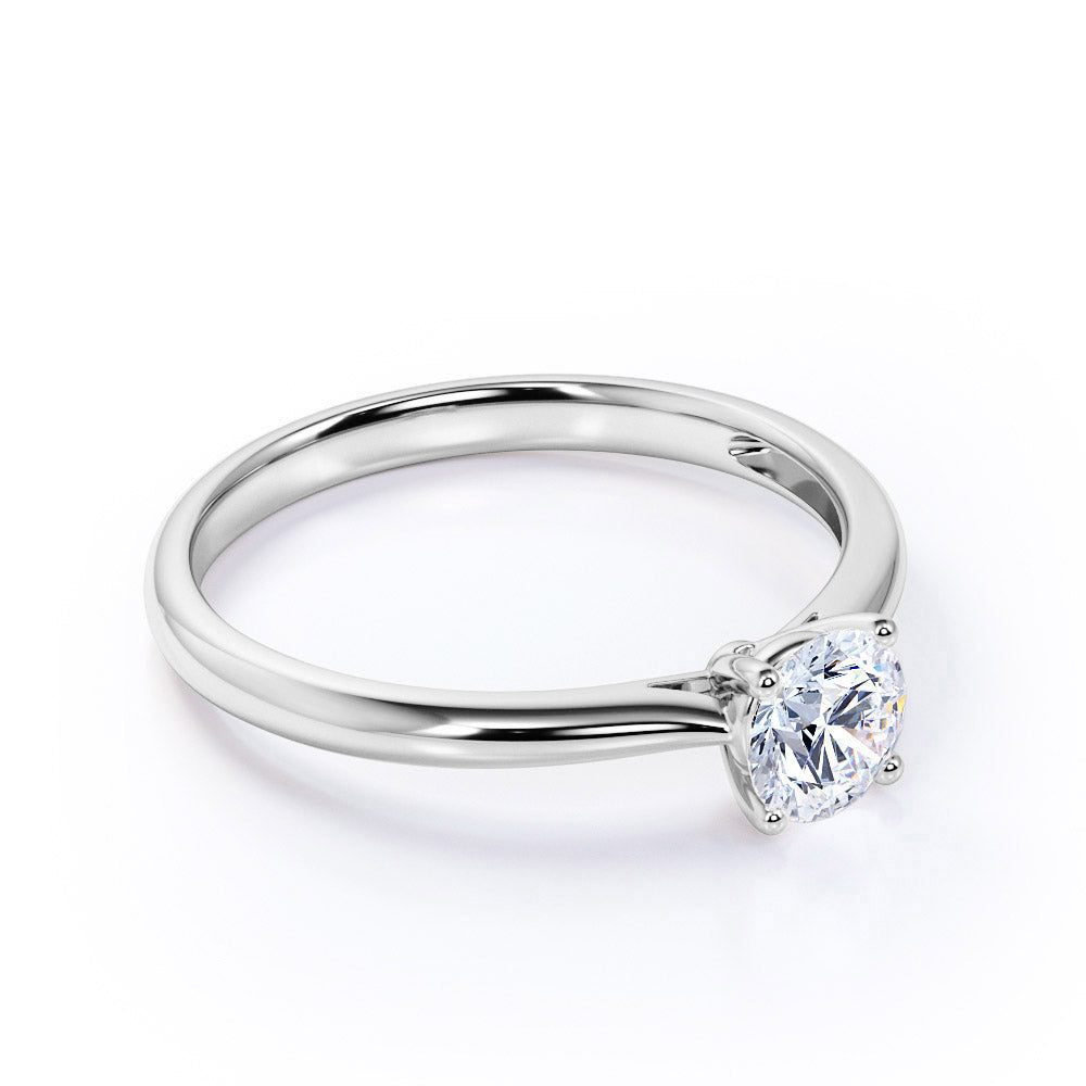 2 Carat Round Cut Moissanite Engagement Ring - Bridal Set - Classic Ring - Solitaire Ring - 18k White Gold Over Silver